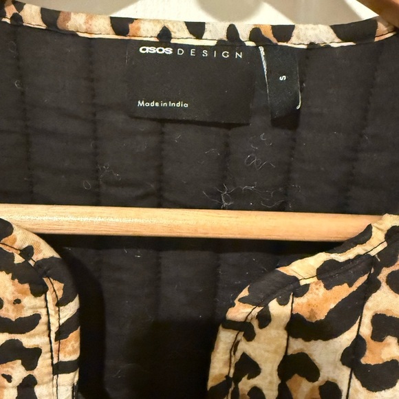 ASOS DESIGN Quilted Brown Black Leopard Print Jacket Tie Closures Sz Small NWOT - Picture 9 of 9